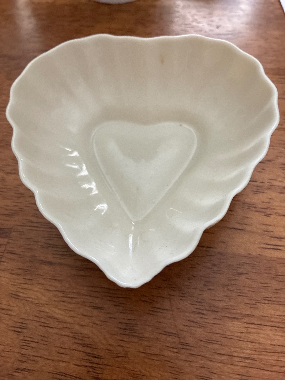 Belleek heart shaped candy dish